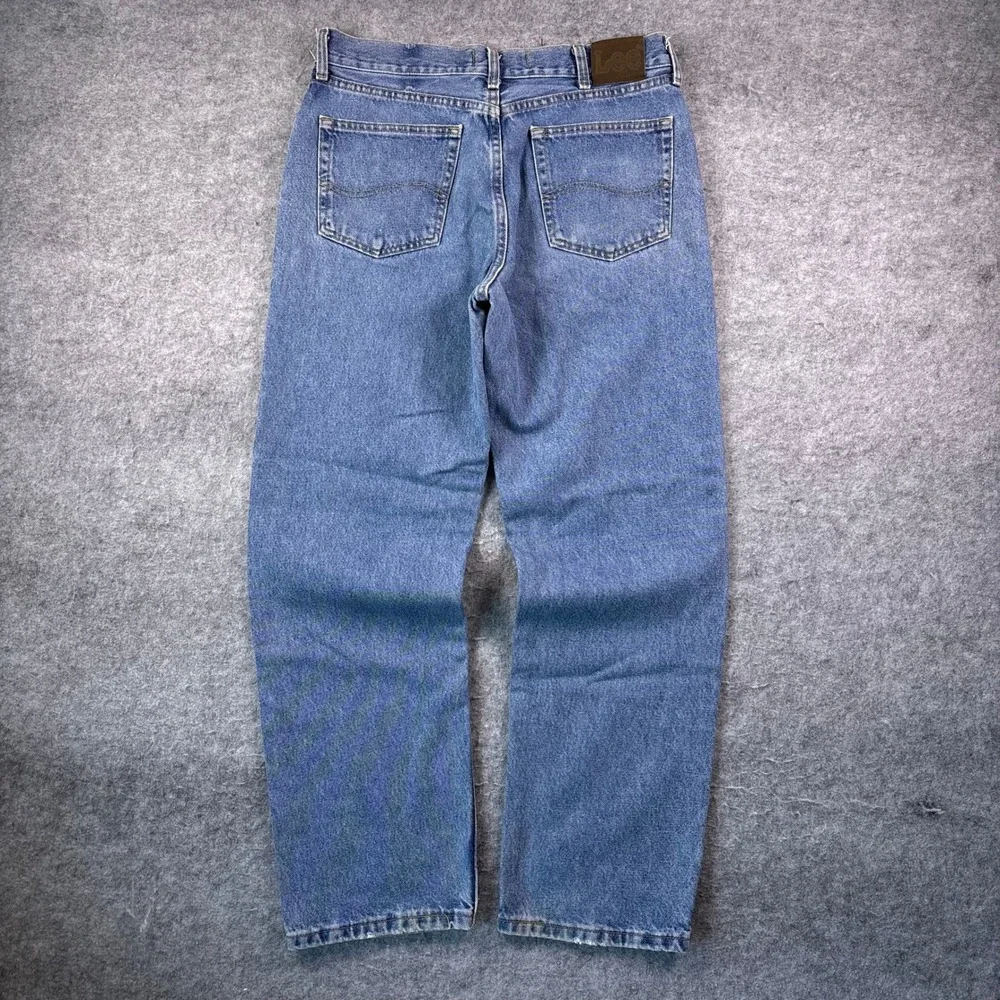 Lee Mens Relaxed Fit Straight Leg Jeans Medium Wash Blue Denim 32x30.5